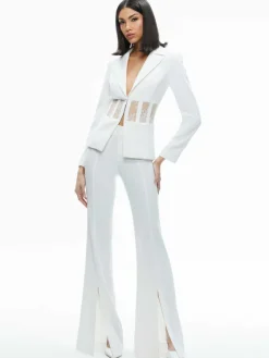 Women Alice and Olivia Alexia Fitted Sheer Corset Blazer