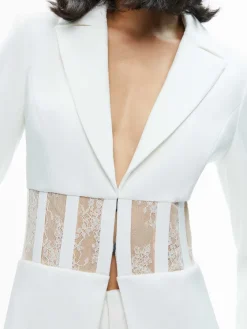 Women Alice and Olivia Alexia Fitted Sheer Corset Blazer