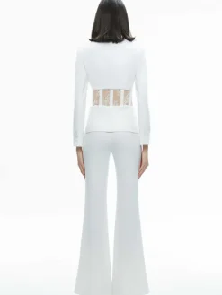 Women Alice and Olivia Alexia Fitted Sheer Corset Blazer