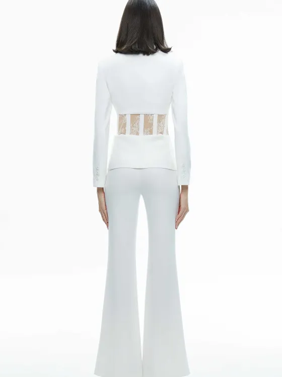 Women Alice and Olivia Alexia Fitted Sheer Corset Blazer