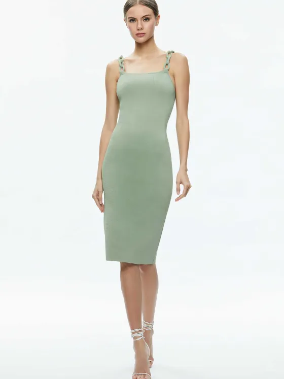 Women Alice and Olivia Alina Looped Straps Midi Dress