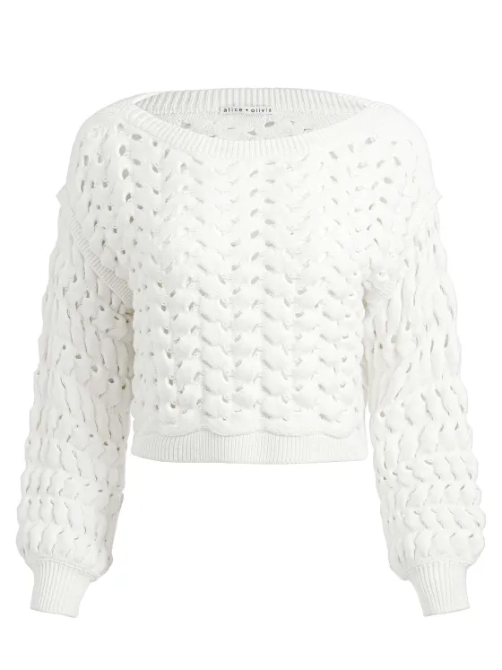 Women Alice and Olivia Allene Cable Knit Crewneck