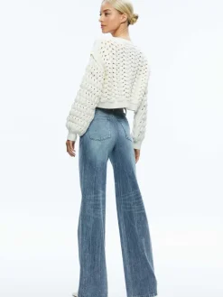 Women Alice and Olivia Allene Cable Knit Crewneck