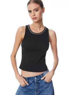 Women Alice and Olivia Allen Embellished Neck Tank Top