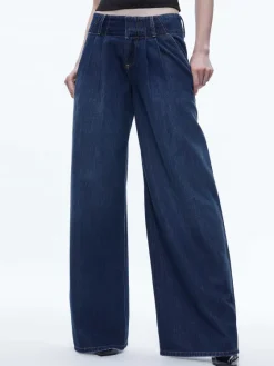 Women Alice and Olivia Anders Low Rise Pleated Jean