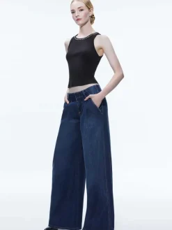Women Alice and Olivia Anders Low Rise Pleated Jean