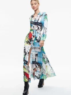 Women Alice and Olivia A+O X Basquiat Chassidy Maxi Shirt Dress