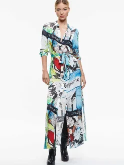 Women Alice and Olivia A+O X Basquiat Chassidy Maxi Shirt Dress