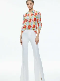 Women Alice and Olivia A+O X Oris Eddu Willa Placket Top