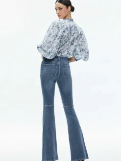 Women Alice and Olivia April Pleated Blouson Sleeve Top
