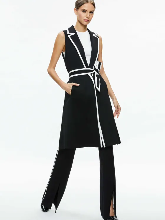 Women Alice and Olivia Aubrey Long Trench Vest