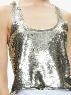 Women Alice and Olivia Avril Sequin Boxy Tank