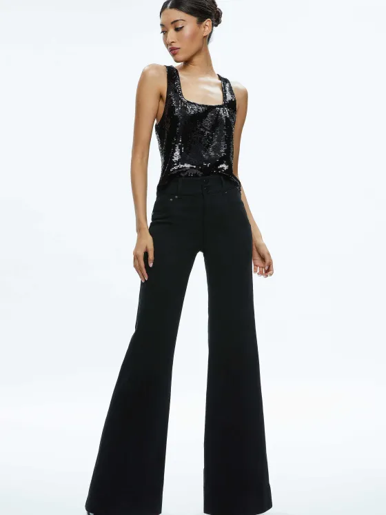 Women Alice and Olivia Avril Sequin Boxy Tank