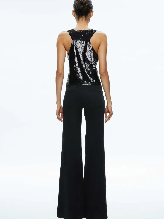 Women Alice and Olivia Avril Sequin Boxy Tank