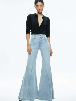 Women Alice and Olivia Beautiful Seamed Wide Leg Jean