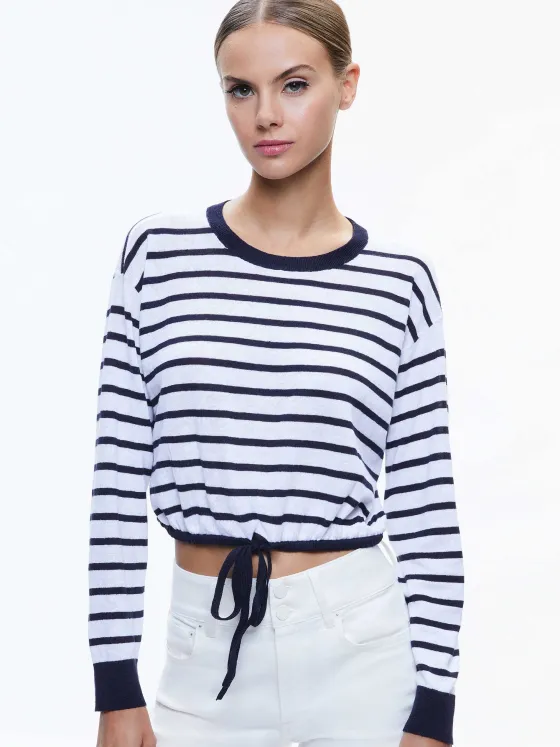 Women Alice and Olivia Bernetta Cropped Drawstring Pullover