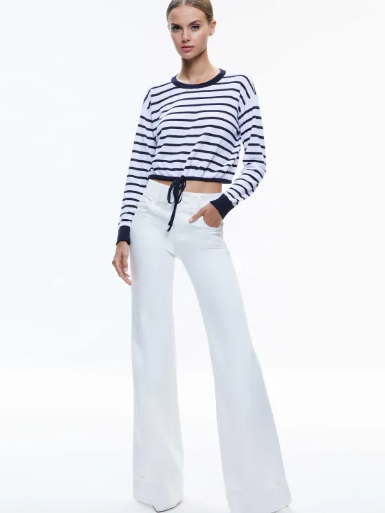 Women Alice and Olivia Bernetta Cropped Drawstring Pullover