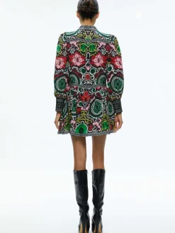 Women Alice and Olivia Bertha Blouson Sleeve Mini Dress