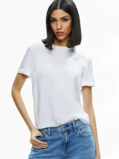 Women Alice and Olivia Braden Drop Shoulder Tee