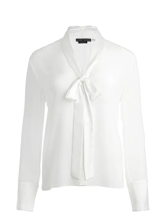 Women Alice and Olivia Brady Oversized Button Down With Bow Tie