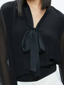 Women Alice and Olivia Brady Oversized Button Down With Bow Tie