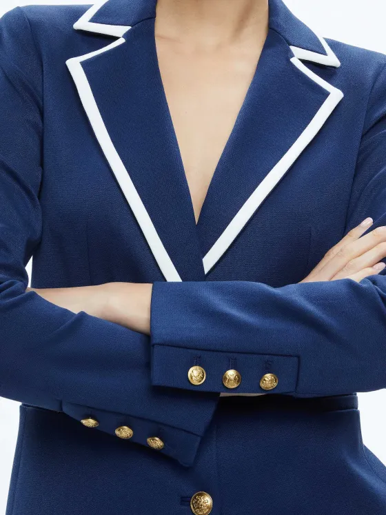Women Alice and Olivia Breann Long Fitted Two Button Blazer
