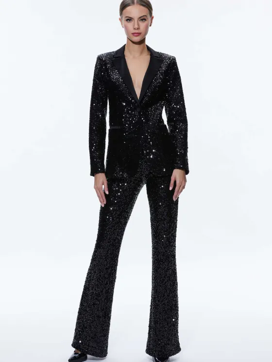 Women Alice and Olivia Breann Sequin Fitted Blazer