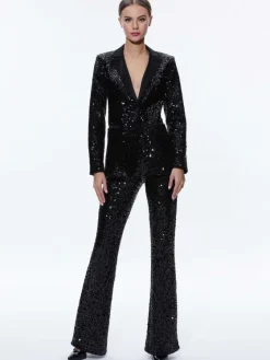 Women Alice and Olivia Breann Sequin Fitted Blazer + Lara Sequin Bootcut Pant