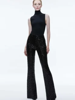 Women Alice and Olivia Breann Sequin Fitted Blazer + Lara Sequin Bootcut Pant
