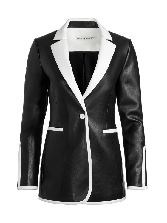 Women Alice and Olivia Breann Vegan Leather Blazer