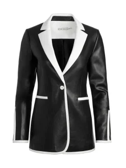 Women Alice and Olivia Breann Vegan Leather Blazer + Rubi Vegan Leather Mini Skirt