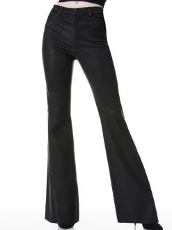 Women Alice and Olivia Brent High Waisted Leather Bell Pant