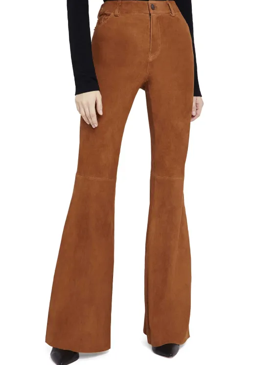 Women Alice and Olivia Brent High Waisted Suede Pant