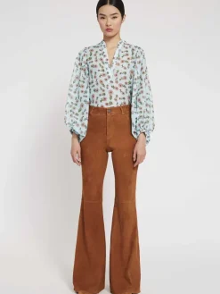 Women Alice and Olivia Brent High Waisted Suede Pant