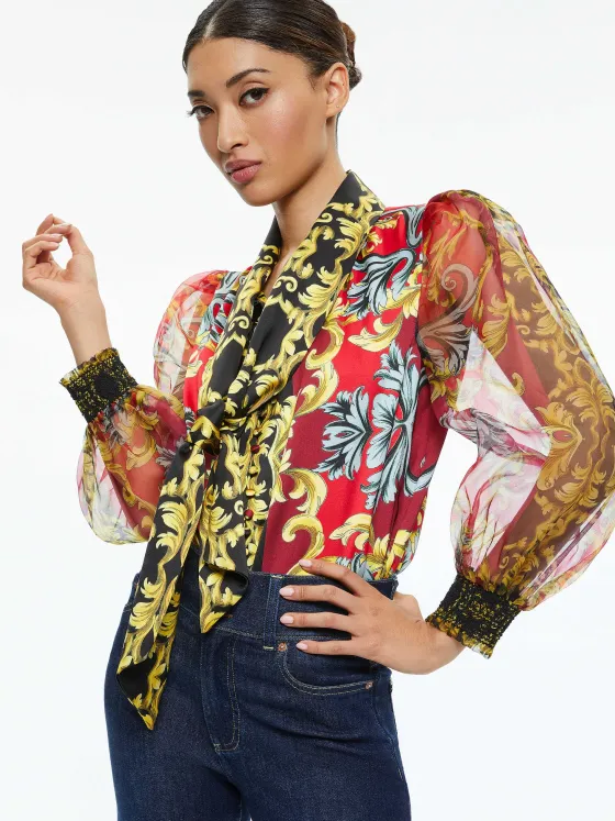 Women Alice and Olivia Brentley Tie Neck Blouse