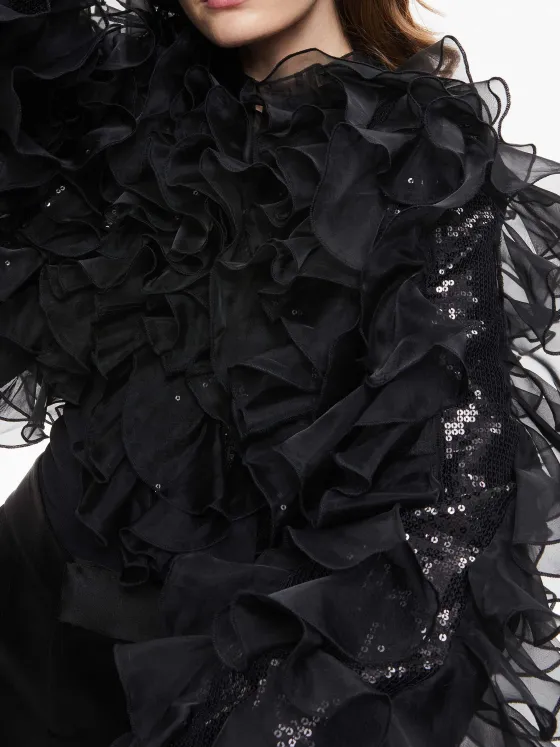 Women Alice and Olivia Britton Ruffled Cropped Jacket