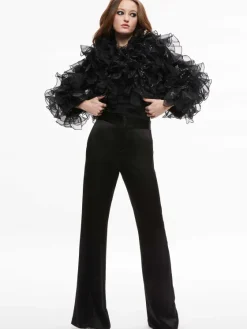 Women Alice and Olivia Britton Ruffled Cropped Jacket