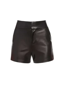 Women Alice and Olivia Cady High Waisted Leather Short