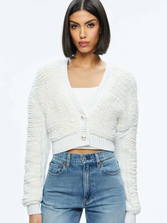 Women Alice and Olivia Casilda Faux Fur Cropped Cardigan