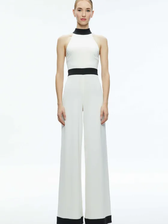 Women Alice and Olivia Cataline High Neck Wide Leg Jumpsuit