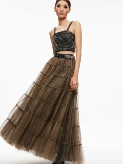 Women Alice and Olivia Ceresi Chain Strap Studded Top
