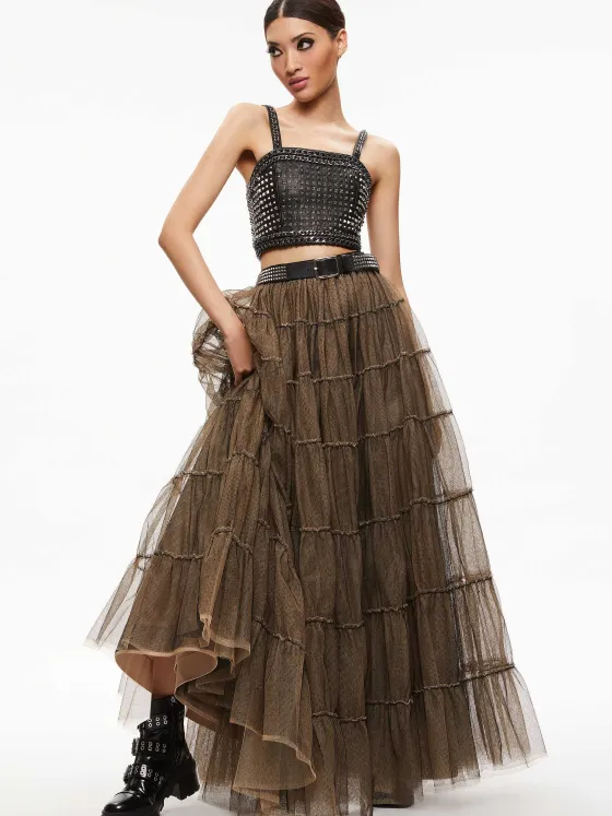 Women Alice and Olivia Ceresi Chain Strap Studded Top