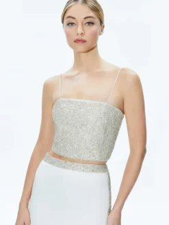 Women Alice and Olivia Ceresi Embellished Crop Top + Marilynn Embellished Maxi Skirt