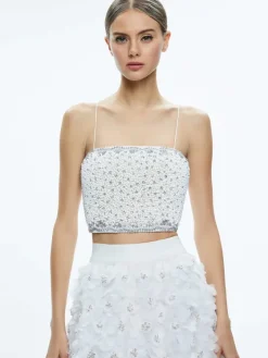 Women Alice and Olivia Ceresi Embellished Spaghetti Strap Top