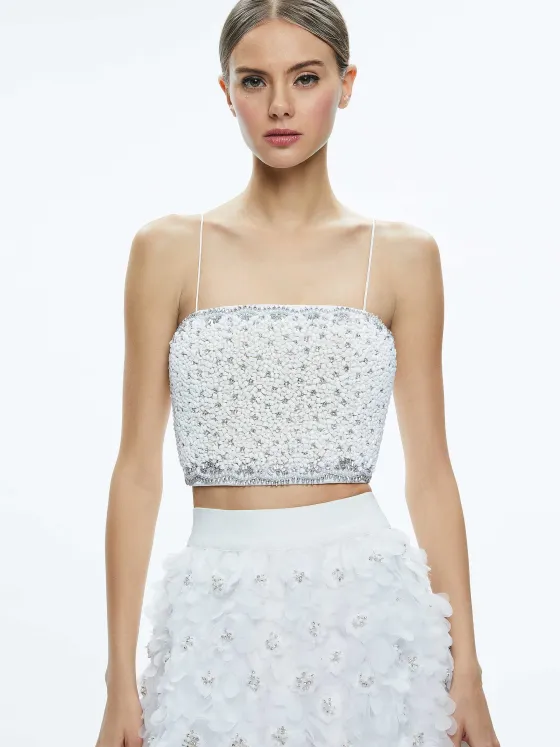 Women Alice and Olivia Ceresi Embellished Spaghetti Strap Top