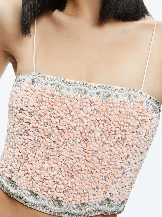 Women Alice and Olivia Ceresi Embellished Spaghetti Strap Top