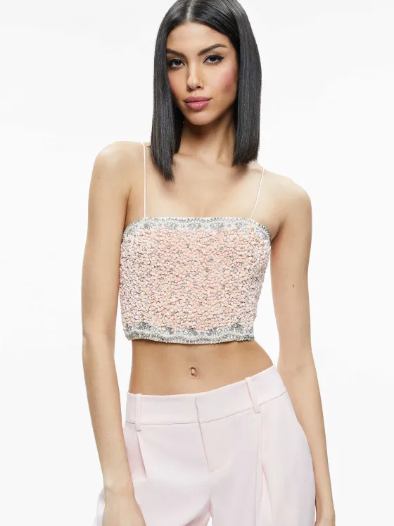 Women Alice and Olivia Ceresi Embellished Spaghetti Strap Top