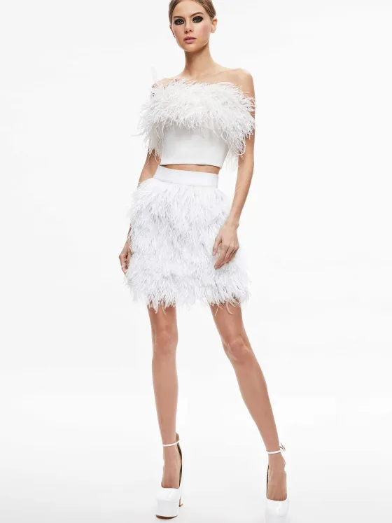 Women Alice and Olivia Ceresi Feather Top
