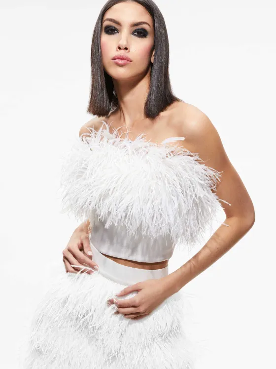 Women Alice and Olivia Ceresi Feather Top