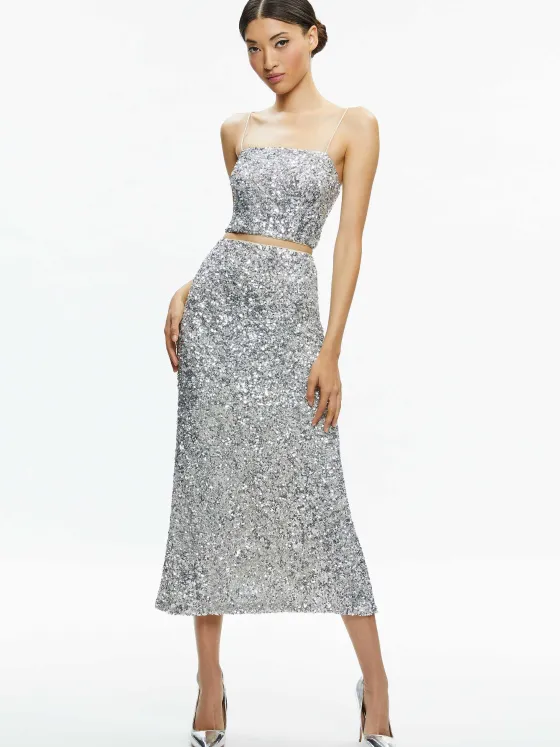 Women Alice and Olivia Ceresi Sequin Bandeau Crop Top